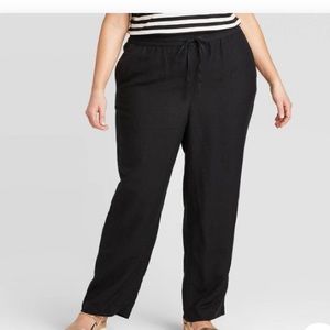 NWT Ava & Viv Black Linen Pants Size X